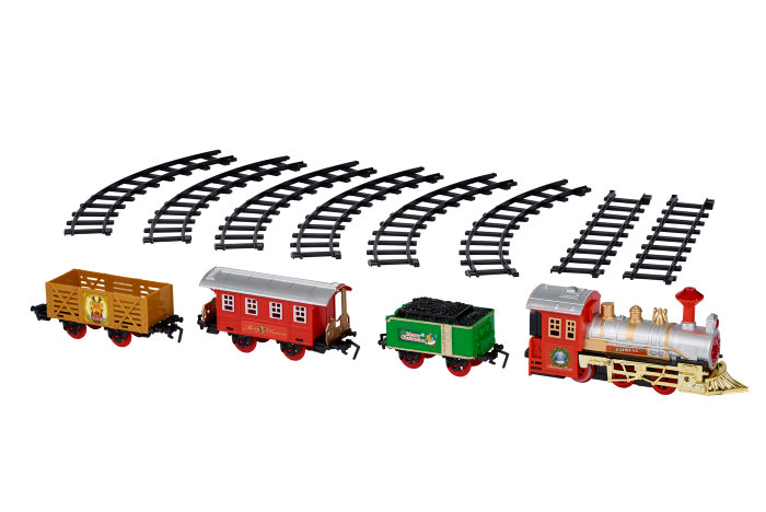 Juletog med lys, vogner & skinner 12-pk.